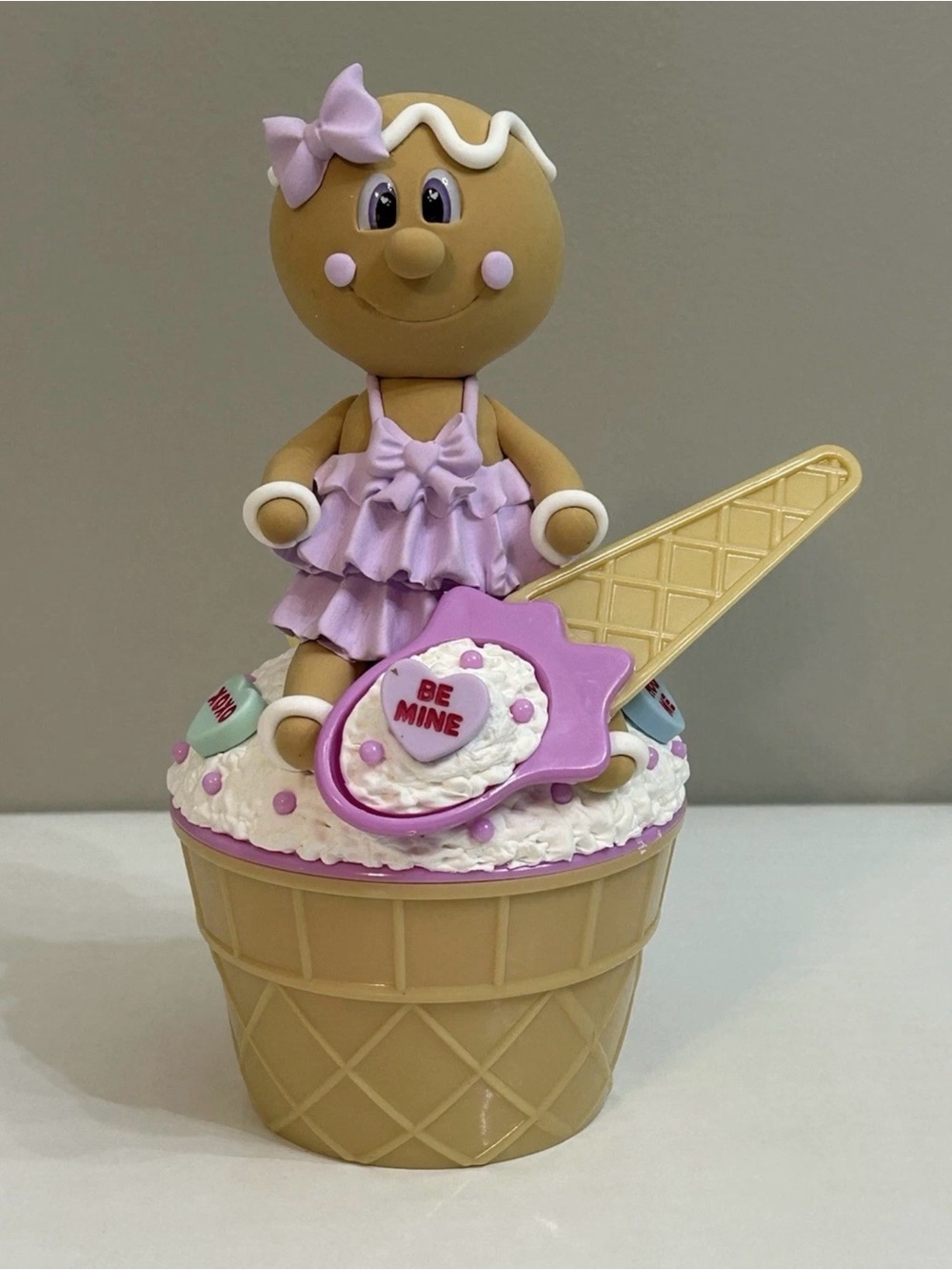 Handmade Fake Gingerbread Ice Cream Dessert Bowl Purple